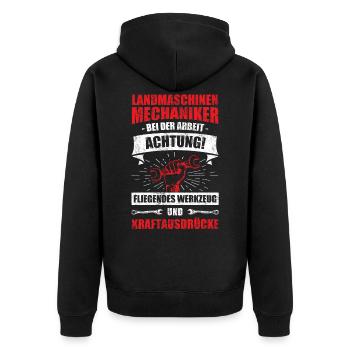 Landmaschinenmechaniker Landmaschinen Mechaniker - Unisex Premium Bio Zip Hoodie - Schwarz - Hinten - Nico (187cm)