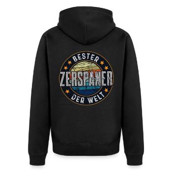 Zerspanungsmechaniker Zerspaner - Unisex Premium Bio Zip Hoodie - Schwarz - Hinten - Nico (187cm)