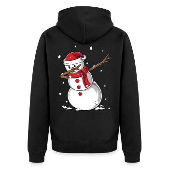 Tupfen Schneemann Santa Hat - Lustiges Weihnachtsgeschenk - Unisex Premium Bio Zip Hoodie - Schwarz - Hinten - Nico (187cm)