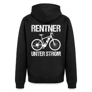Rentner E-Bike Spruch - Unisex Premium Bio Zip Hoodie - Schwarz - Hinten - Nico (187cm)