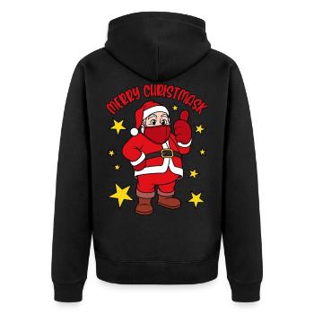 Joyeux Noël Santa Claus avec masque facial - Veste à capuche bio Premium Unisexe - noir - Dos - Nico (187cm)