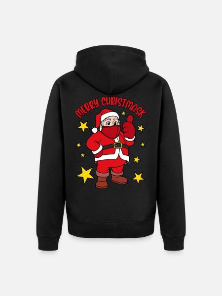 Merry Christmask Santa Claus with face mask - Unisex Premium Organic Zip Hoodie - black