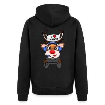 Gaming Gamer Gamer Corona Mask Lockdown Reindeer - Unisex Premium Organic Zip Hoodie - black - Back - Nico (187cm)
