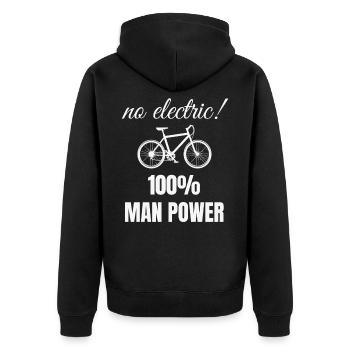 Fahrrad e bike Spruch - Unisex Premium Bio Zip Hoodie - Schwarz - Hinten - Nico (187cm)