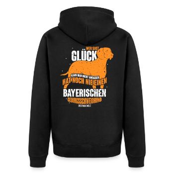 Bayerischer Gebirgsschweißhund Jagdhunde Glück - Unisex Premium Bio Zip Hoodie - Schwarz - Hinten - Nico (187cm)
