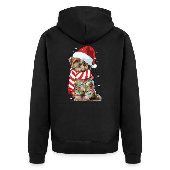 Christmas Santa Shih Tzu Xmas Dog Lover Gift - Unisex Premium Organic Zip Hoodie - black - Back - Nico (187cm)