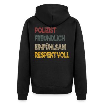 Polizist Freundlich Einfühlsam Respekt Geschenk - Unisex Premium Bio Zip Hoodie - Schwarz - Hinten - Nico (187cm)