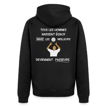 volleyball - Humour - Veste à capuche bio Premium Unisexe - noir - Dos - Nico (187cm)