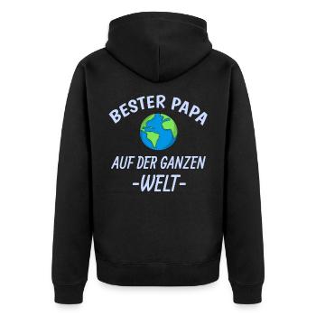 Bester Papa - Unisex Premium Bio Zip Hoodie - Schwarz - Hinten - Nico (187cm)