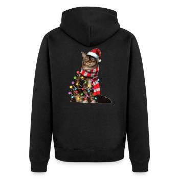 Noël chat amoureux Kitty cadeau de vacances de Noël - Veste à capuche bio Premium Unisexe - noir - Dos - Nico (187cm)