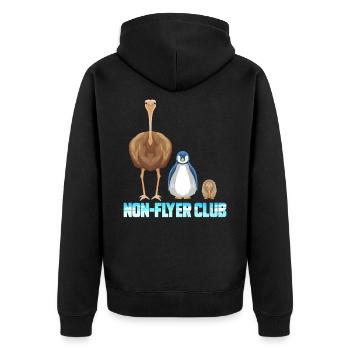 Non Flyer Club - Oiseau d’autruche Pingouin Kiwi Vogel - Veste à capuche bio Premium Unisexe - noir - Dos - Nico (187cm)