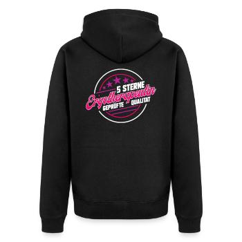 5Sterne Ergotherapeutin Geprüfte Qualität Geschenk - Unisex Premium Bio Zip Hoodie - Schwarz - Hinten - Nico (187cm)