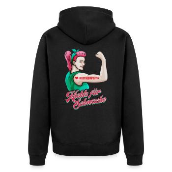 Ergotherapeutin - Nichts für Schwache Geschenk - Unisex Premium Bio Zip Hoodie - Schwarz - Hinten - Nico (187cm)