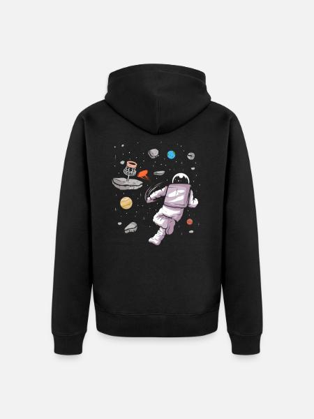 Disc Golf Astronaut im Weltall Disk Golfer Design - Ekologisk premiumluvjack unisex - svart