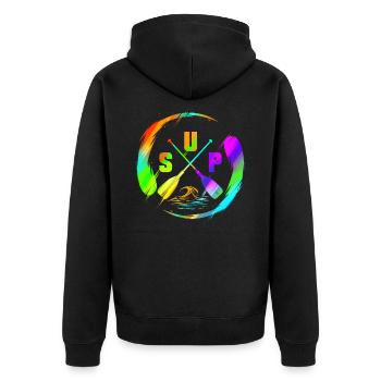SUP - Stand Up Paddle Design aquatique coloré - Veste à capuche bio Premium Unisexe - noir - Dos - Nico (187cm)