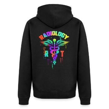 Radiology RT - Radiologen & Röntgentechniker - Unisex Premium Bio Zip Hoodie - Schwarz - Hinten - Nico (187cm)