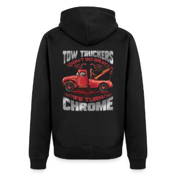 Tow Truckers turn Gray - Towing Service Gift - Unisex Premium Organic Zip Hoodie - black - Back - Nico (187cm)