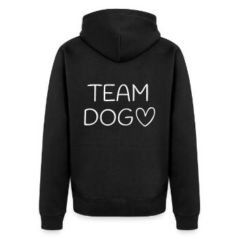 team dog - Unisex Premium Bio Zip Hoodie - Schwarz - Hinten - Nico (187cm)