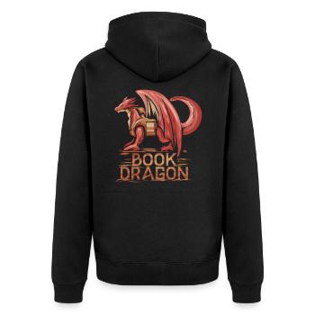 Book Dragon not a Worm - Books Drache Adventure - Unisex Premium Organic Zip Hoodie - black - Back - Nico (187cm)