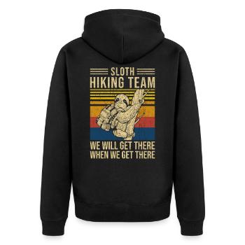 Sloth Hiking Team We Will Get There Design - Unisex Premium Organic Zip Hoodie - black - Back - Nico (187cm)