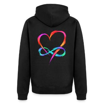Polyamory - Infinity Heart - Polyamorie Artwork - Unisex Premium Bio Zip Hoodie - Schwarz - Hinten - Nico (187cm)