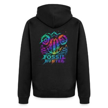 Fossil Hunter Funny Geology Geologist Gift - Unisex Premium Organic Zip Hoodie - black - Back - Nico (187cm)