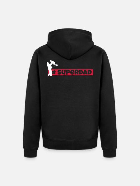 superdad, superpapa,mein held,dad,papa,vater - Unisex Premium Bio Zip Hoodie - Schwarz
