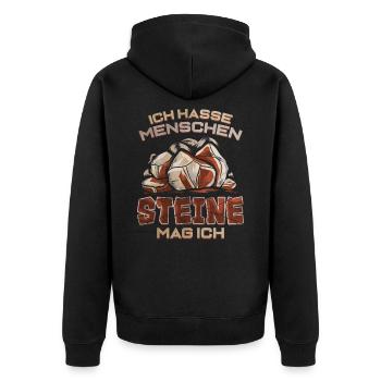 Ich Hasse Menschen Steine mag ich - Geologie - Unisex Premium Bio Zip Hoodie - Schwarz - Hinten - Nico (187cm)