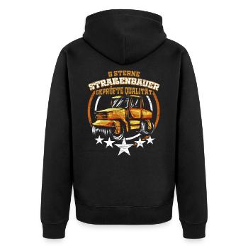 Straßenbauer Straßenbau Bauarbeiter - 5 Sterne - Unisex Premium Bio Zip Hoodie - Schwarz - Hinten - Nico (187cm)