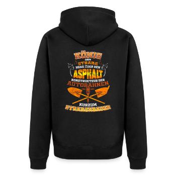 Straßenbauer Straßenbau Bauarbeiter König Asphalt - Unisex Premium Bio Zip Hoodie - Schwarz - Hinten - Nico (187cm)
