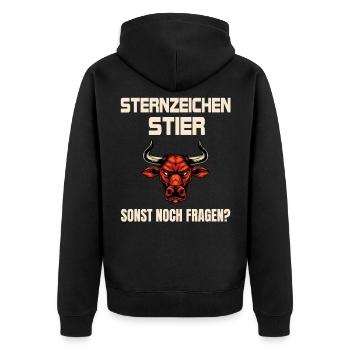 Sternzeichen Stier - Unisex Premium Bio Zip Hoodie - Schwarz - Hinten - Nico (187cm)