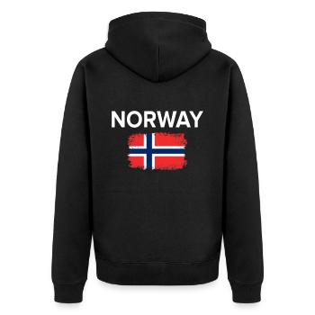 Norwegen - Unisex Premium Bio Zip Hoodie - Schwarz - Hinten - Nico (187cm)