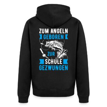 Angler Kinder Geschenk - Unisex Premium Bio Zip Hoodie - Schwarz - Hinten - Nico (187cm)