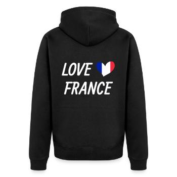 Frankreich - Unisex Premium Bio Zip Hoodie - Schwarz - Hinten - Nico (187cm)