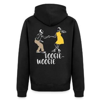 Boogie-Woogie - Unisex Premium Bio Zip Hoodie - Schwarz - Hinten - Nico (187cm)