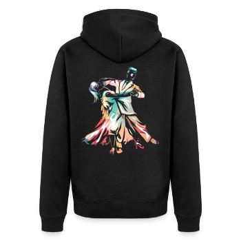 Foxtrott-Tanz - Unisex Premium Bio Zip Hoodie - Schwarz - Hinten - Nico (187cm)