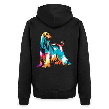 Windhund - Unisex Premium Bio Zip Hoodie - Schwarz - Hinten - Nico (187cm)