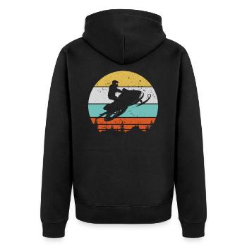 Schneemobil Retro Kleidung Schnee Schneemobilfahren Winter - Unisex Premium Bio Zip Hoodie - Schwarz - Hinten - Nico (187cm)