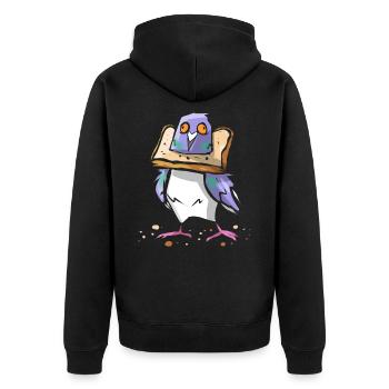 Colombe drôle avec du pain - oiseau chuchoteur colombes - Veste à capuche bio Premium Unisexe - noir - Dos - Nico (187cm)