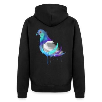 Aquarelle pigeon - chuchoteur pigeon voyageur - Veste à capuche bio Premium Unisexe - noir - Dos - Nico (187cm)