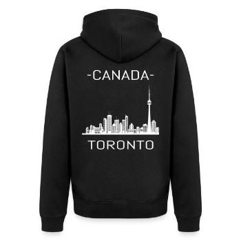 Toronto Skyline - Unisex Premium Bio Zip Hoodie - Schwarz - Hinten - Nico (187cm)