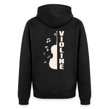 Violine - Unisex Premium Bio Zip Hoodie - Schwarz - Hinten - Nico (187cm)