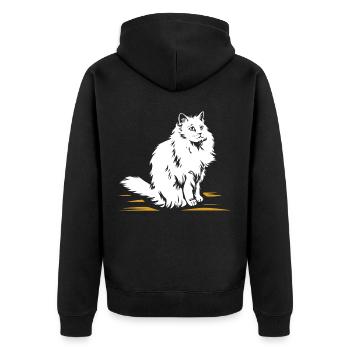 Ragdoll-Katze - Unisex Premium Bio Zip Hoodie - Schwarz - Hinten - Nico (187cm)