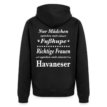 Havaneser Tshirt Havaneser Hund Shirt T-Shirt - Unisex Premium Bio Zip Hoodie - Schwarz - Hinten - Nico (187cm)