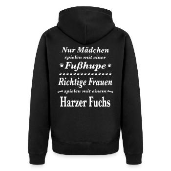 Harzer Fuchs Tshirt Harzer Fuchs Hund Shirt T-Shir - Unisex Premium Bio Zip Hoodie - Schwarz - Hinten - Nico (187cm)