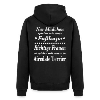 Airedale Terrier Tshirt Airedale Terrier Hund - Unisex Premium Bio Zip Hoodie - Schwarz - Hinten - Nico (187cm)