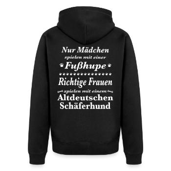 Altdeutscher Schäferhund Tshirt Schäferhund Shirt - Unisex Premium Bio Zip Hoodie - Schwarz - Hinten - Nico (187cm)