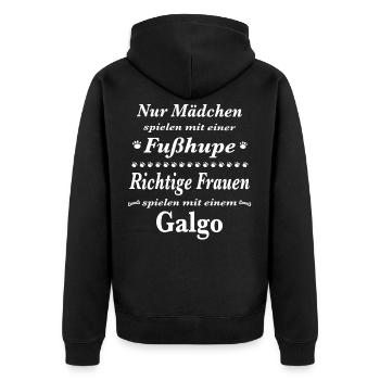 Galgo Tshirt Galgo Hund Shirt T-Shirt - Unisex Premium Bio Zip Hoodie - Schwarz - Hinten - Nico (187cm)