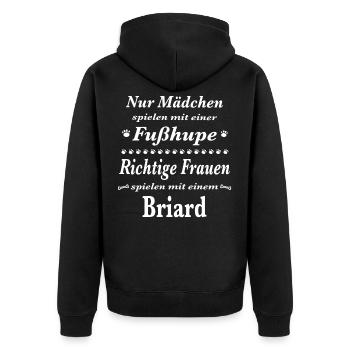 Briard Tshirt Briard Hund Shirt T-Shirt - Unisex Premium Bio Zip Hoodie - Schwarz - Hinten - Nico (187cm)