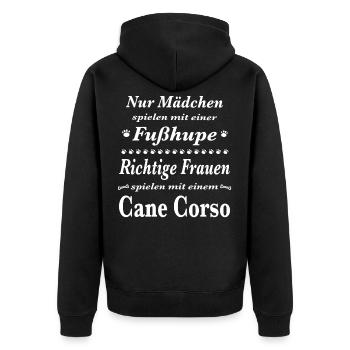 Cane Corso Tshirt Cane Corso Hund Shirt T-Shirt - Unisex Premium Bio Zip Hoodie - Schwarz - Hinten - Nico (187cm)